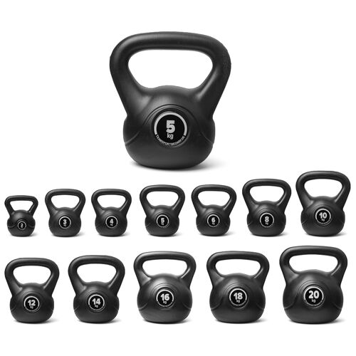 Hergestellt für: Trainingsunterlagen24 GmbH Kettlebell (Kugelhantel) aus Kunststoff - Gewicht: 2-20 kg