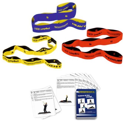 Hergestellt für: Trainingsunterlagen24 GmbH 3er Set T-PRO Loop Belt (Stretchband) - inkl. 30 Workouts