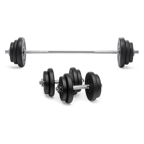 Hergestellt für: Trainingsunterlagen24 GmbH Kurz- und Langhantel (115 cm) Set - Gewicht: 51,5 kg