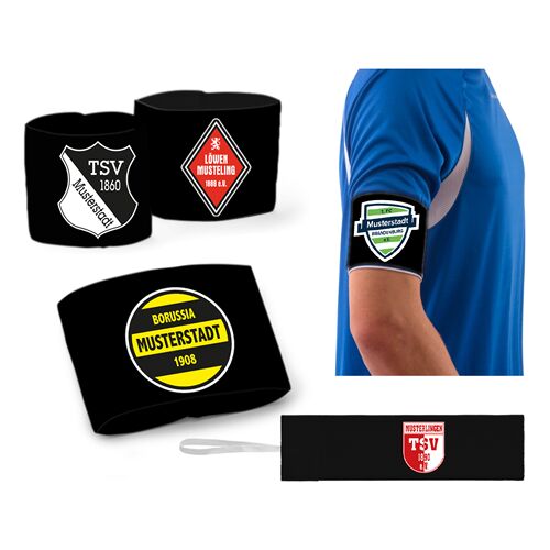 Hergestellt für: Trainingsunterlagen24 GmbH Kapitänsbinde mit Klett (Junior/Senior) Schwarz - mit Wunschaufdruck