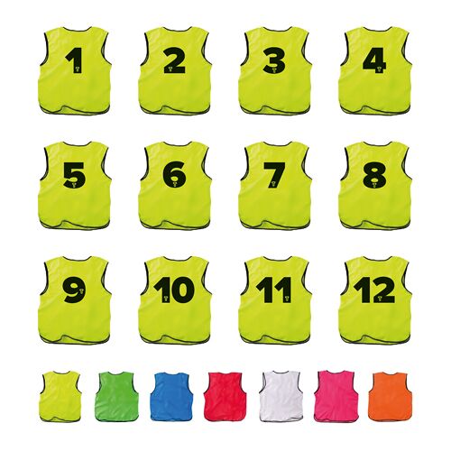 Hergestellt für: Trainingsunterlagen24 GmbH Leibchen mit Rückennummern (1-12) - 12er Set - Neongelb - Senior (XXL) - 12.00 ct
