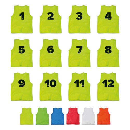 Hergestellt für: Trainingsunterlagen24 GmbH T-PRO Leibchen mit Rückennummern (1-12) - 12er Set - Weiß - 12.00 ct