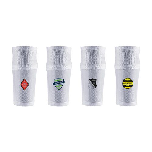 Hergestellt für: Trainingsunterlagen24 GmbH Schienbeinschoner Socken (Paar, weiß) - individualisierbar - 3 Größen