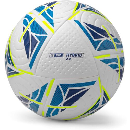 Hergestellt für: Trainingsunterlagen24 GmbH Fußball - T-PRO Hybrid 2.0 (White-Blue-Yellow) Trainingsball (Gr. 5)