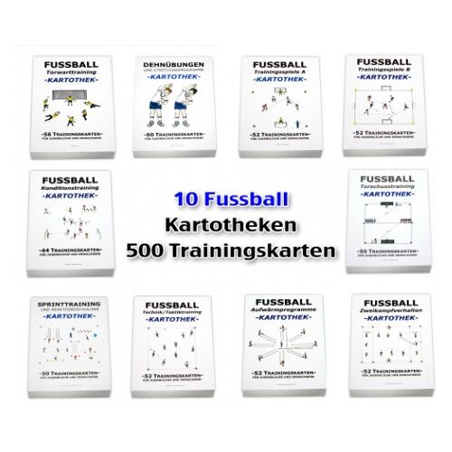 Hergestellt für: Trainingsunterlagen24 GmbH FUSSBALL SET - 10 Kartotheken über 500 Trainingskarten