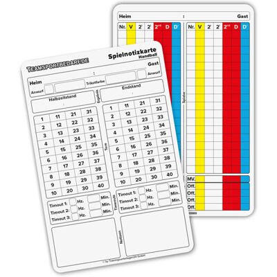 Hergestellt für: Trainingsunterlagen24 GmbH Schiedsrichter Spiel-Notizkarten - Handball - 2500.00 ct Hergestellt für: Trainingsunterlagen24 GmbH Schiedsrichter Spiel-Notizkarten - Handball - 2500.00 ct