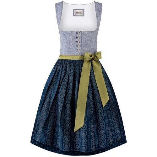 Dirndl Eleen (dunkelblau, Gr. 32) von Stockerpoint Heimatgwand für Damen, Midi Dirndl 60-65 cm, 50% Baumwolle, 45% Leinen, 5% Polyester