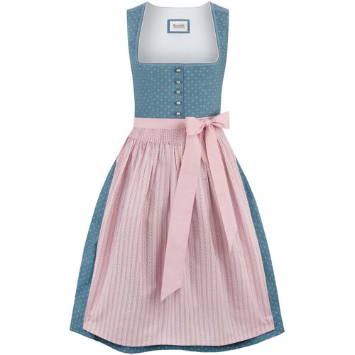 Dirndl Madeline (rauchblau, Gr. 34) von Stockerpoint Heimatgwand für Damen, Lange Dirndl 70-96 cm, 100% Baumwolle