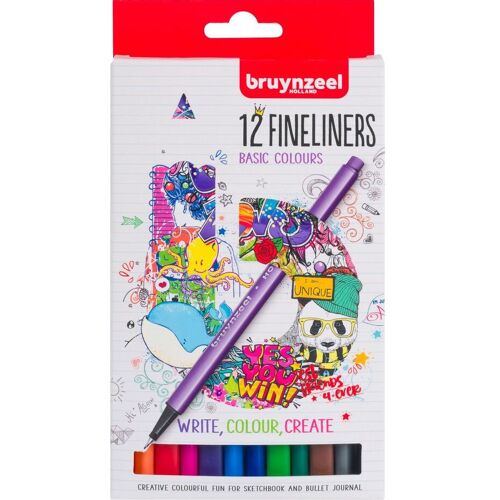 Bruynzeel Fineliner-Set, 12 Farben