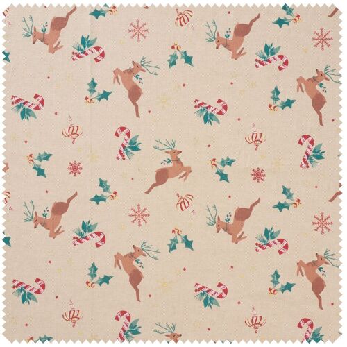 Canvas-Stoff "Rentier mit Glitzerschneeflocken"