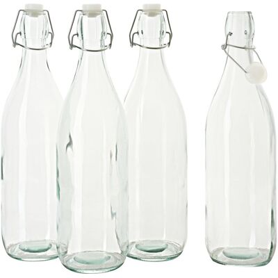 VBS Glasflasche mit Bügelverschluß "Rund", 900 ml, 4 Stück VBS Glasflasche mit Bügelverschluß "Rund", 900 ml, 4 Stück
