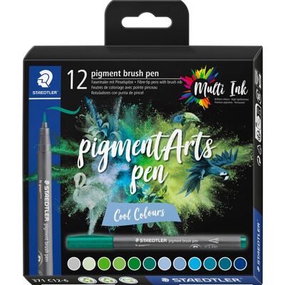 STAEDTLER Pigment brush pen, 12er-Set - Cool Colours STAEDTLER Pigment brush pen, 12er-Set - Cool Colours