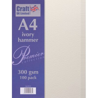 Craft UK Limited Gehämmertes Elfenbein Papier - A4 100 Blatt Craft UK Limited Gehämmertes Elfenbein Papier - A4 100 Blatt