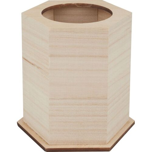 VBS Holz-Stiftebox, sechseckig