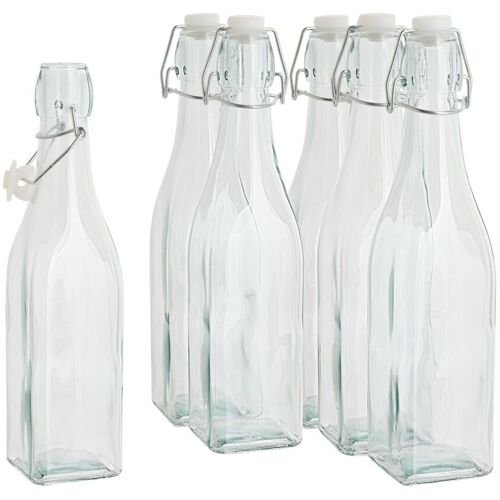 VBS Glasflasche mit Bügelverschluß "Eckig", 500ml, 6 Stück