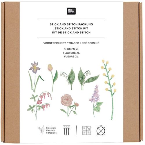 Rico Design Stick & Stitch Packung - Blumen XL