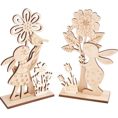 VBS Holz-Steckmotive "Hasenpaar mit Blumen", 2er-Set VBS Holz-Steckmotive "Hasenpaar mit Blumen", 2er-Set