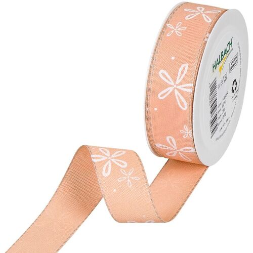 HALBACH Druckband "Blüte" - Apricot/Weiß