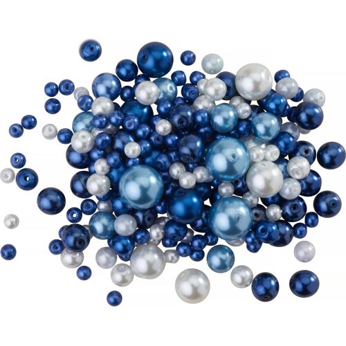 PRACHT Glaswachsperlen-Mix, 65g - Blau/Weiß
