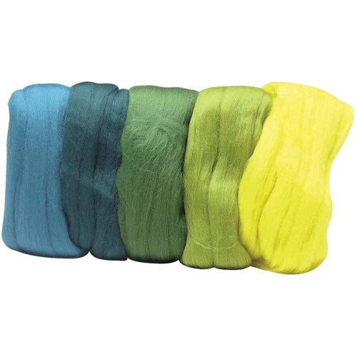 Rayher Merino Kammzug Mix, superfein - Grün-Töne