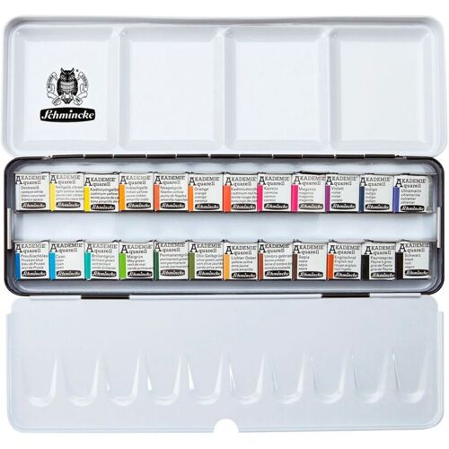 Schmincke AKADEMIE Aquarellkasten mit 24 halben Näpfchen