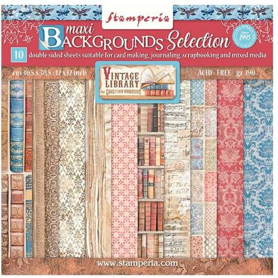 Stamperia - Vintage Library Backgrounds - Scrapbook Block Stamperia - Vintage Library Backgrounds - Scrapbook Block