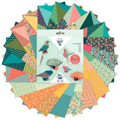 Clairefontaine Origami-Set, 60 Blatt, 3 Formate - Vogel-Dekor - Mehrfarbig - Packung 5 Clairefontaine Origami-Set, 60 Blatt, 3 Formate - Vogel-Dekor - Mehrfarbig - Packung 5