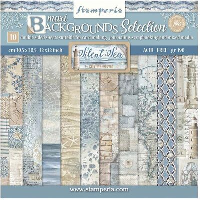 Stamperia Silent Sea Backgrounds Scrapbook-Block - Kreativpapier Stamperia Silent Sea Backgrounds Scrapbook-Block - Kreativpapier