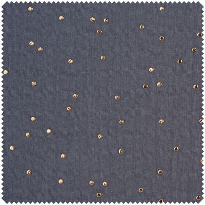 Musselin Baumwoll-Stoff "Goldene Punkte" - Grau Musselin Baumwoll-Stoff "Goldene Punkte" - Grau