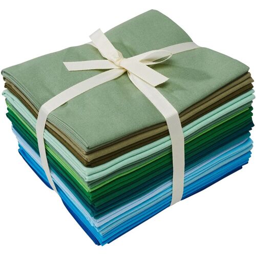 stafil Stoffpaket Patchy Uni "Blau-Grün-Oliv-Grau", 17 Zuschnitte