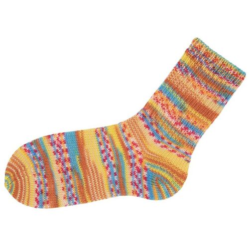 Gründl Hot Socks "Lazise" - Kürbis/Aquablau/Narzisse/Rot/Weß-Meliert