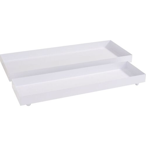 Metall-Tablett, rechteckig, 2er-Set, weiß
