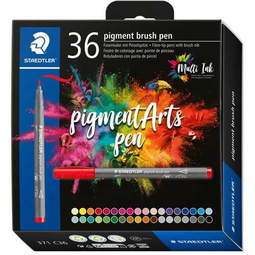 STAEDTLER Pigment brush pen - 36 Stück, Basic Colours