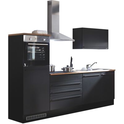 Yourkitchen Küchenblock 260 JAZZ, schwarz, Holznachbildung - schwarz Yourkitchen Küchenblock 260 JAZZ, schwarz, Holznachbildung - schwarz