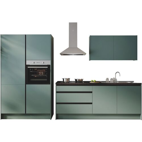 Yourkitchen Küchenblock Basis 335 TROJA, grün, Holznachbildung - grün