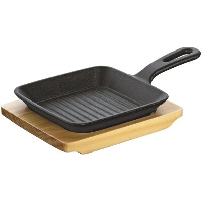 KÜCHENPROFI BBQ Grillpfanne mit Holzbrett, schwarz, Gusseisen - schwarz KÜCHENPROFI BBQ Grillpfanne mit Holzbrett, schwarz, Gusseisen - schwarz
