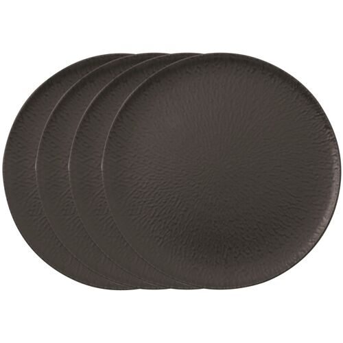 Arthur Krupp Pizzateller 4er-Set Onxy, schwarz, Steinzeug - schwarz