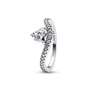 Pandora Welliger Herzring für Damen, 925er Silber, Zirkonia Pandora Welliger Herzring für Damen, 925er Silber, Zirkonia