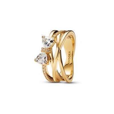 PANDORA Ring für Damen Schleife, vergoldet, Zirkonia, Timeless PANDORA Ring für Damen Schleife, vergoldet, Zirkonia, Timeless