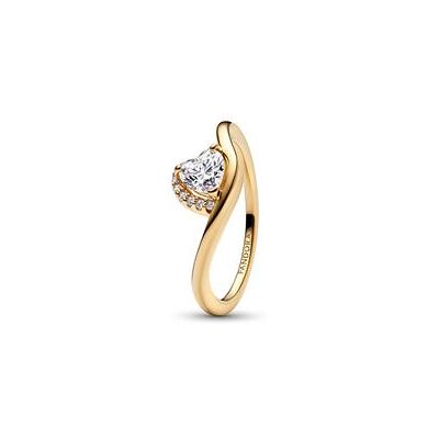 Pandora Welliges Herz Damenring Timeless, IP Gold, Zirkonia Pandora Welliges Herz Damenring Timeless, IP Gold, Zirkonia