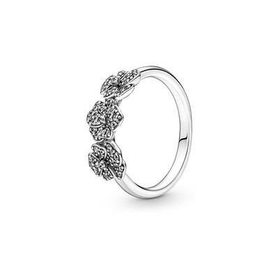 PANDORA Damenring Drei Stiefmütterchen, 925er Silber, Zirkonia PANDORA Damenring Drei Stiefmütterchen, 925er Silber, Zirkonia
