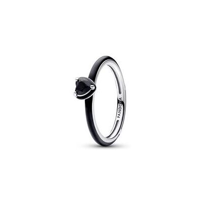 PANDORA Black Chakra Heart Ring aus 925er Silber, Emaille, ME PANDORA Black Chakra Heart Ring aus 925er Silber, Emaille, ME