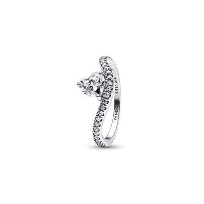 Pandora Welliger Herzring für Damen, 925er Silber, Zirkonia Pandora Welliger Herzring für Damen, 925er Silber, Zirkonia