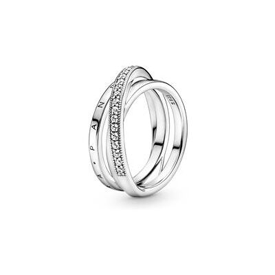 PANDORA 925er Silberring für Damen, dreifach gekreuzt PANDORA 925er Silberring für Damen, dreifach gekreuzt