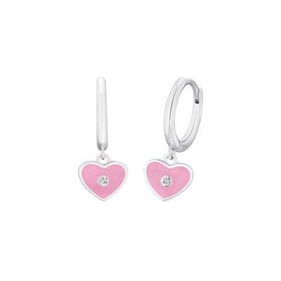 Prinzessin Lillifee Herz Creolen für Kinder aus 925er Silber, rosa Emaille Prinzessin Lillifee Herz Creolen für Kinder aus 925er Silber, rosa Emaille