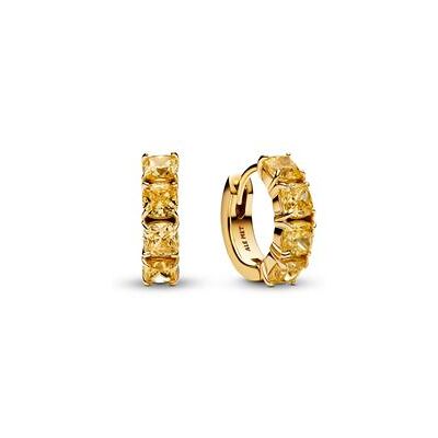 Pandora Vergoldete Damen Creolen, Timeless, Zirkonia, gelb Pandora Vergoldete Damen Creolen, Timeless, Zirkonia, gelb