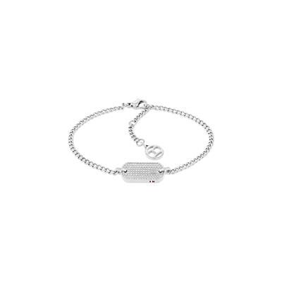 Tommy Hilfiger Armband für Damen mit ID Tag aus Edelstahl, Kristalle Tommy Hilfiger Armband für Damen mit ID Tag aus Edelstahl, Kristalle