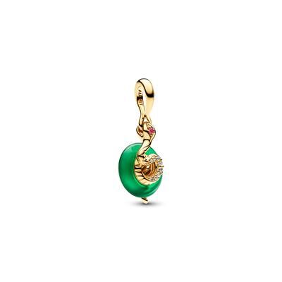 Pandora Charm-Anhänger Schlange, grünes Glas, IP Gold, Moments Pandora Charm-Anhänger Schlange, grünes Glas, IP Gold, Moments