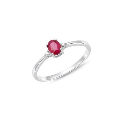 Unique Ring 14-karätiges Weißgold 2 Diamanten und Rubin Unique Ring 14-karätiges Weißgold 2 Diamanten und Rubin
