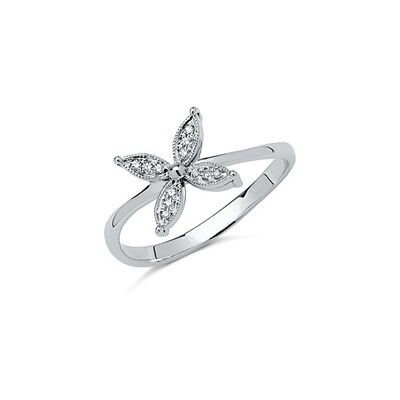 Unique Ring 585er Weißgold Blume 12 Diamanten Unique Ring 585er Weißgold Blume 12 Diamanten